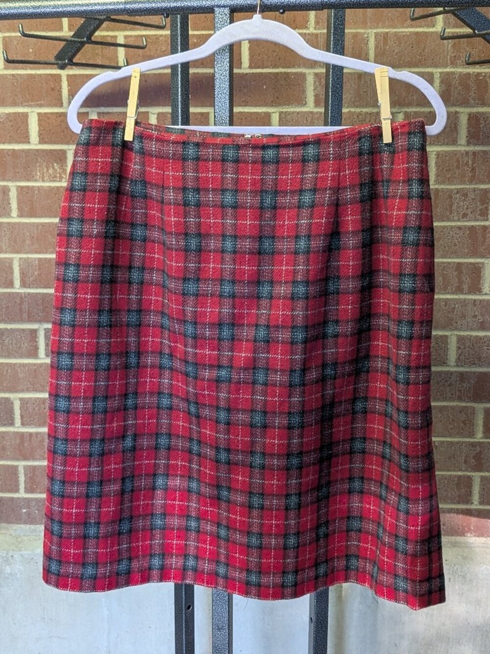 Vintage Savannah Plaid Wool Skirt Women's Waist Knee Length Academia Size 16
